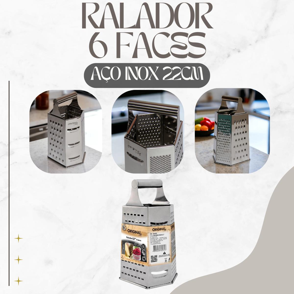 Ralador 6 Faces Aço Inox