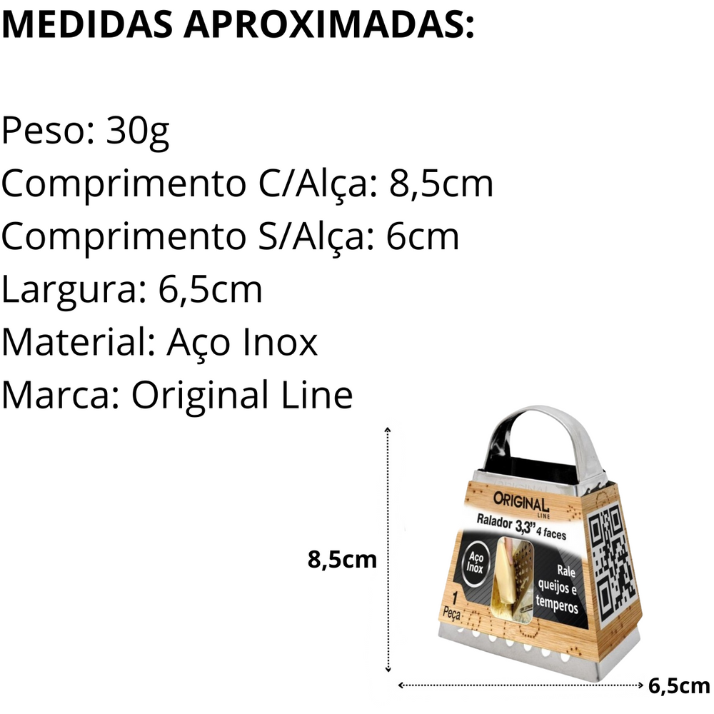 Ralador 4 Faces 8,5cm Aço Inox Original