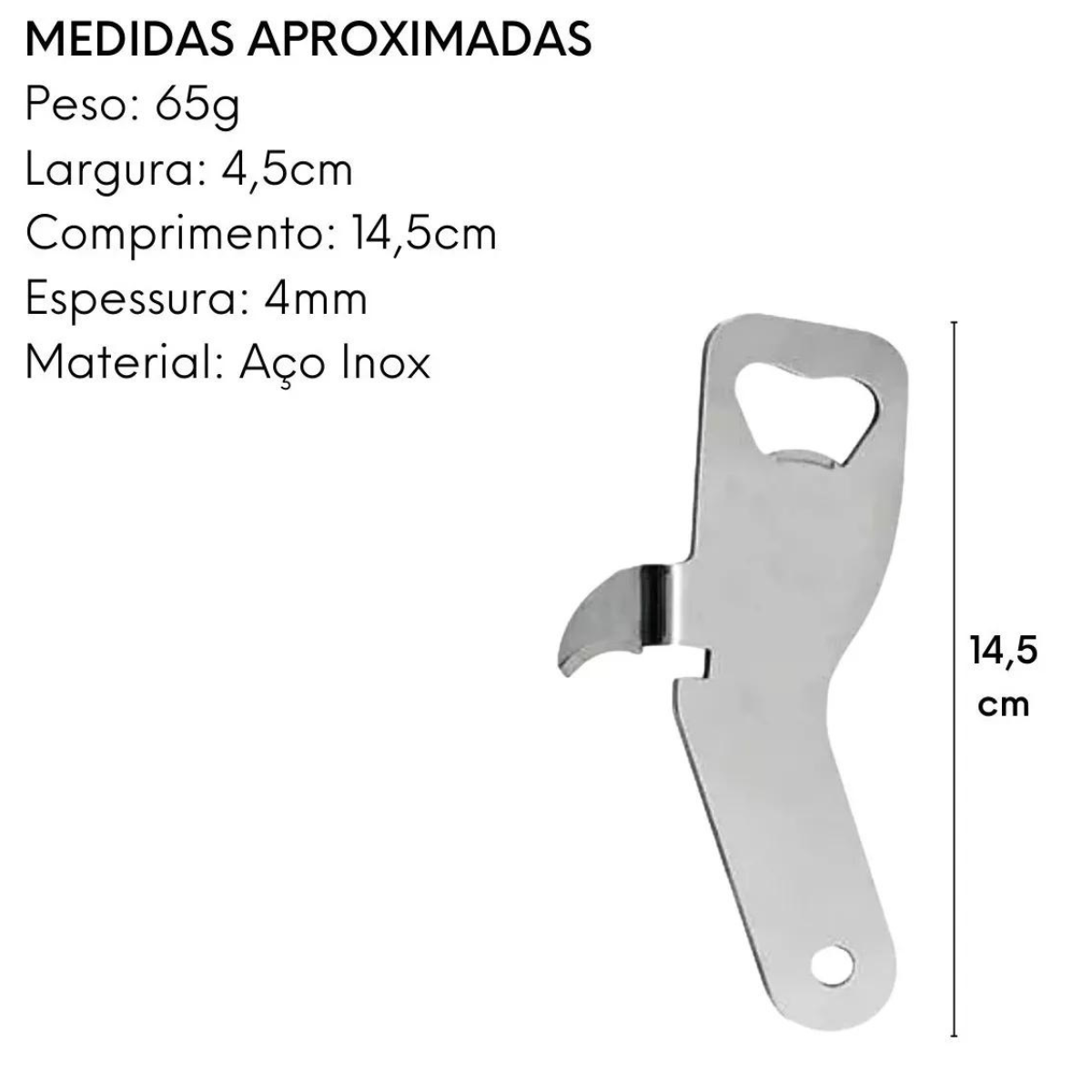 Abridor Lata e Garrafa Aço Inox