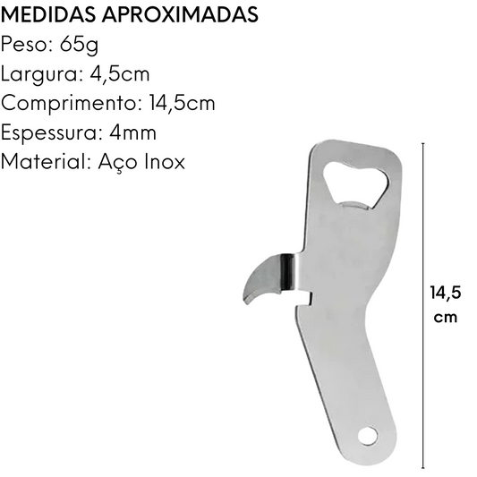 Abridor de Latas e Garrafa em Aço Inox