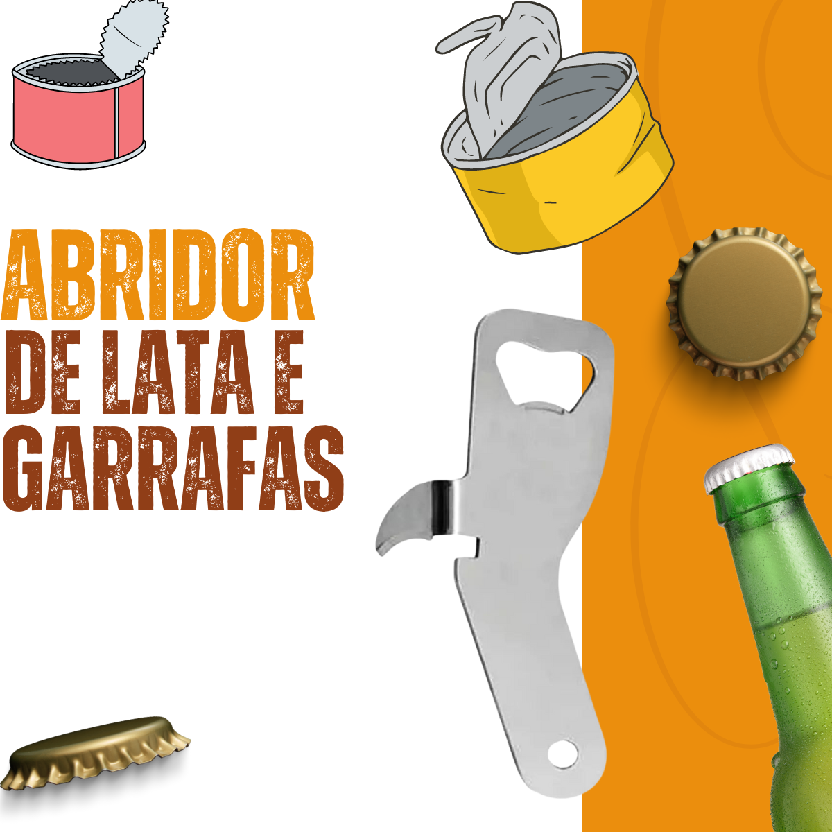 Abridor Lata e Garrafa Aço Inox