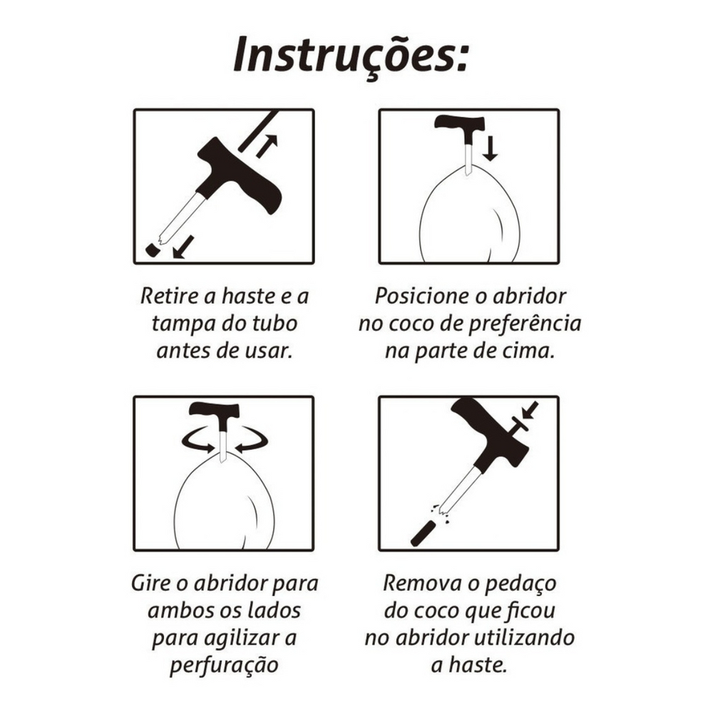 Furador Abridor Coco Aço Inox Original