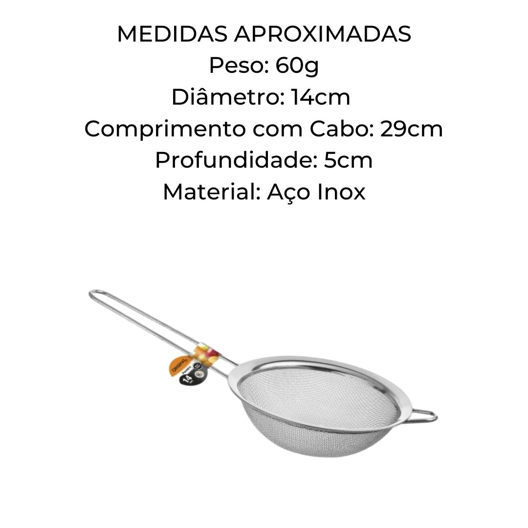 Peneira 14cm Aço Inox - A Gourmet