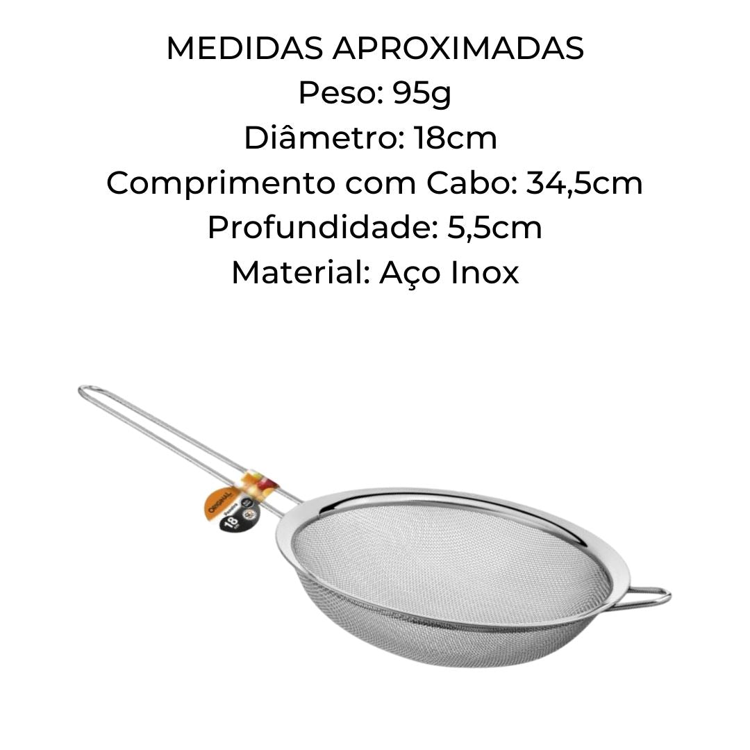Peneira 18cm Aço Inox - A Gourmet