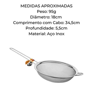 Peneira 18cm Aço Inox - A Gourmet