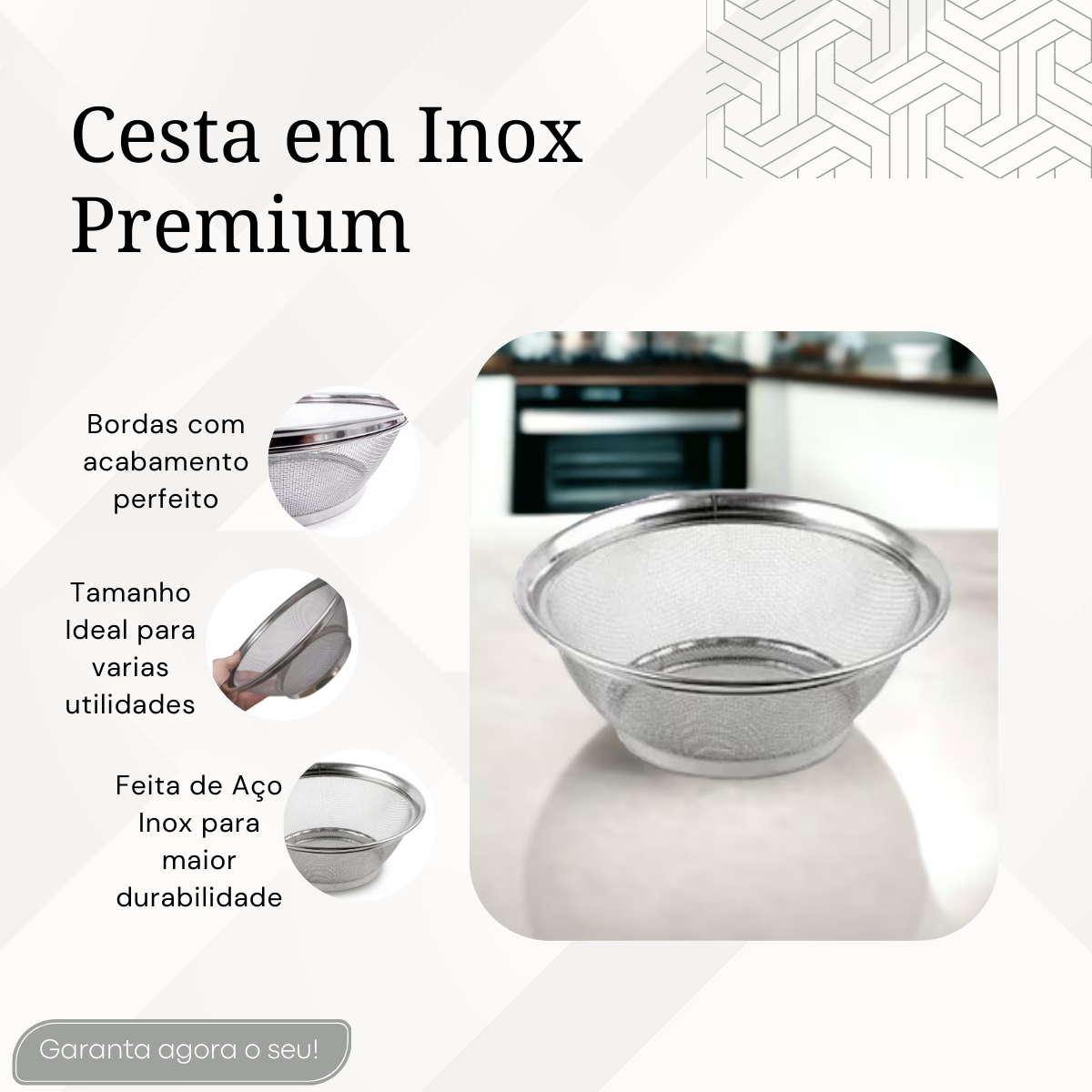 Cesta em Aço Inox Premium N22 em aço inox Original