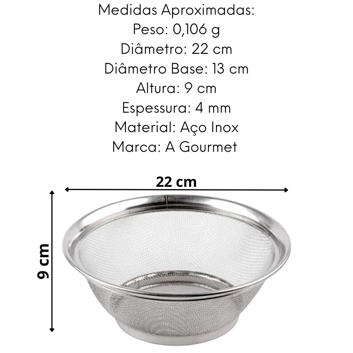 Cesta em Aço Inox Premium N22 em aço inox Original