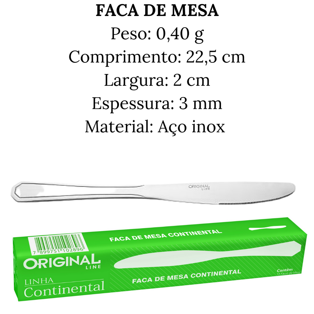 faca de Mesa Continental em Aço Inox Original