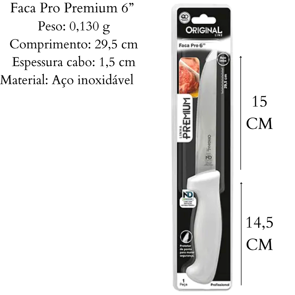 Faca Cheff Premium 6¨Aço inox Original