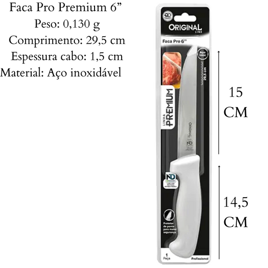 Faca Cheff Premium 6¨Aço inox