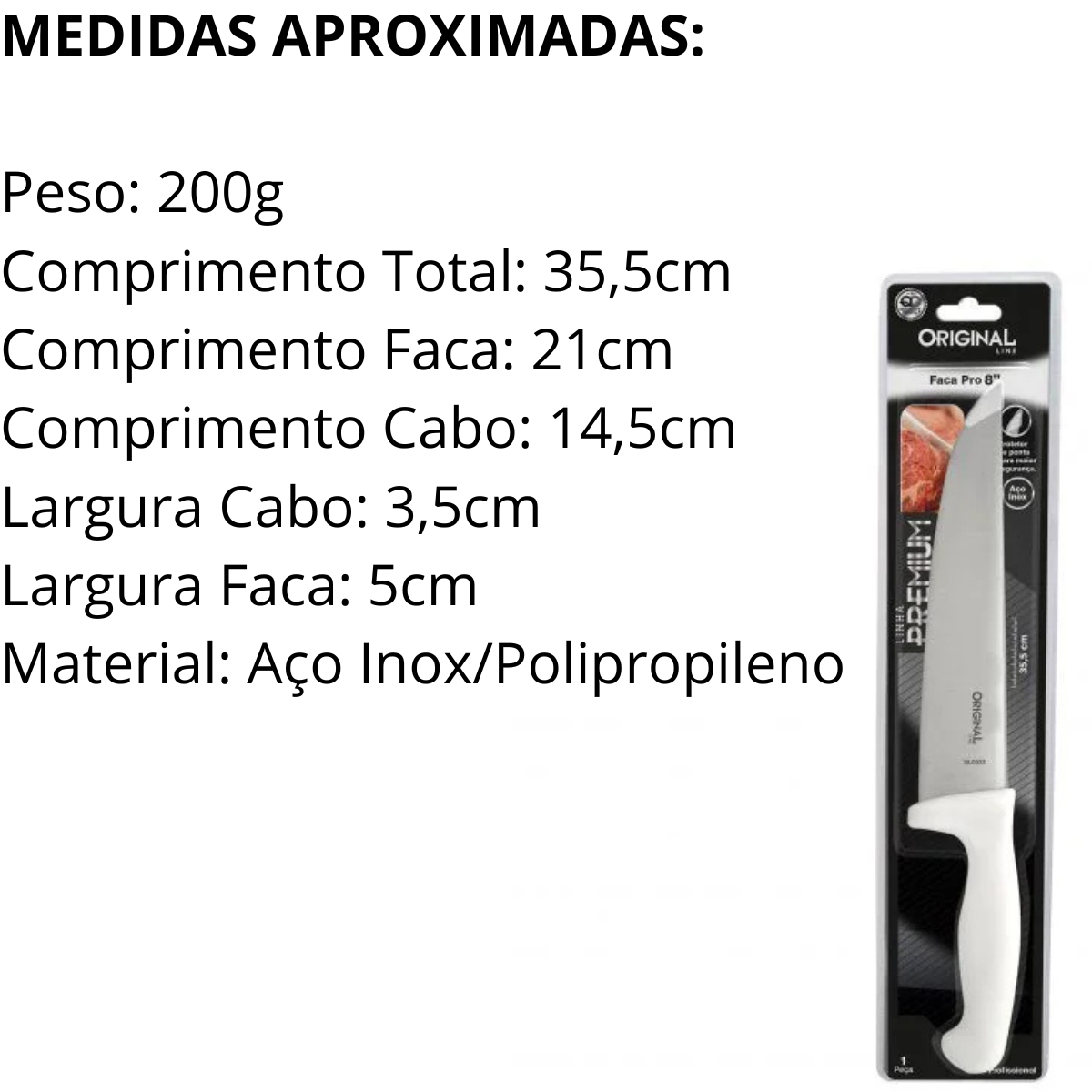 Faca Premium 8° Aço Inox - A Gourmet