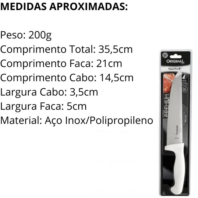 Faca Premium 8° Aço Inox Main Image
