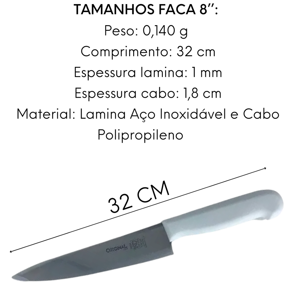 Faca Peixeira Premium 8¨em Aço Inox Original