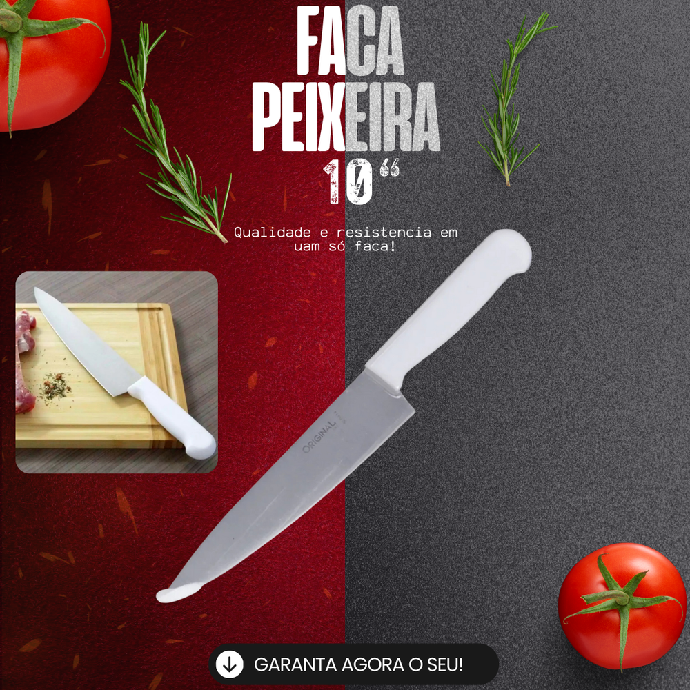 Faca Peixeira Premium 10° Aço Inox Original