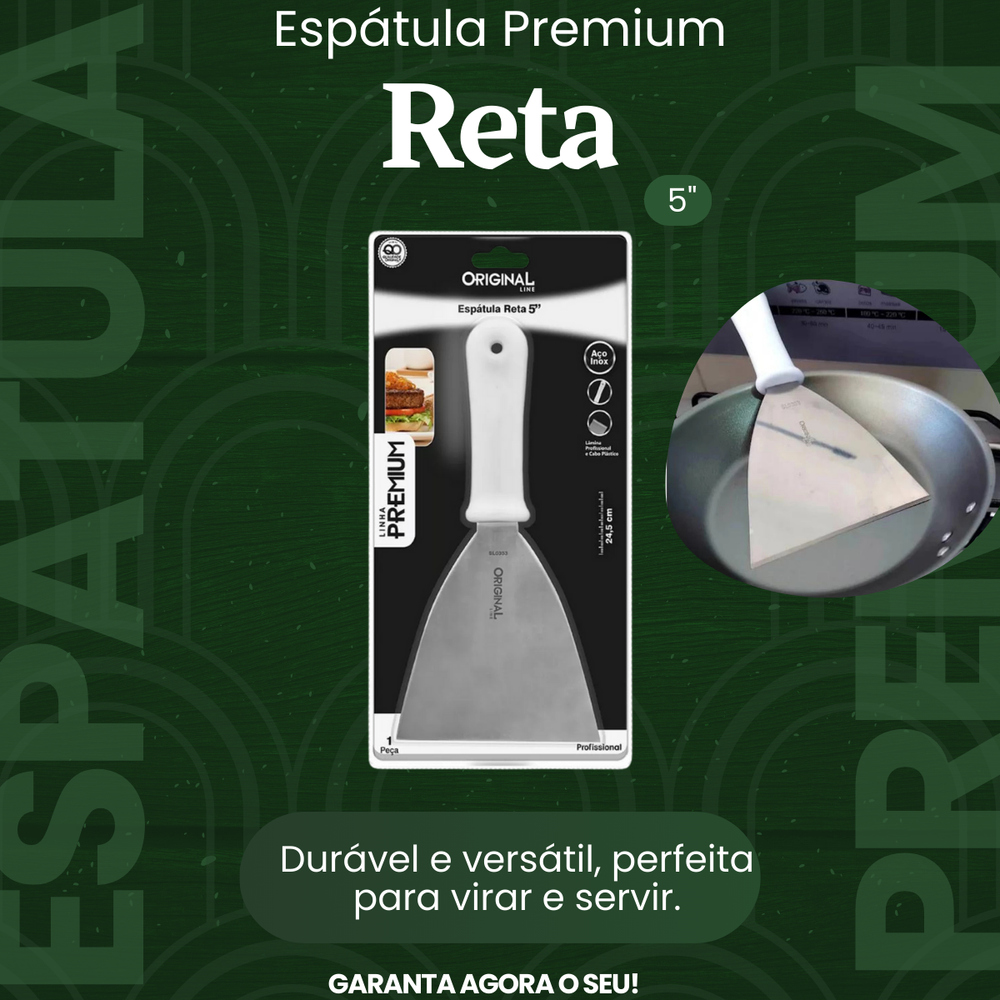 Espátula Reta Premium 5° Aço Inox - A Gourmet