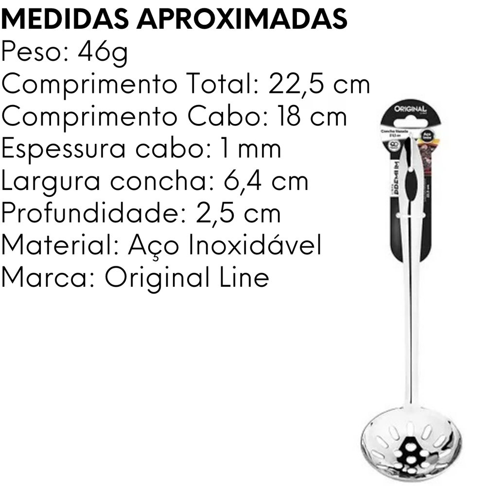 Concha Vazada Aço Inox 25,5cm Original