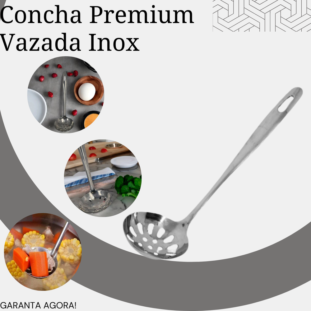 Concha Vazada Aço Inox 25,5cm Original