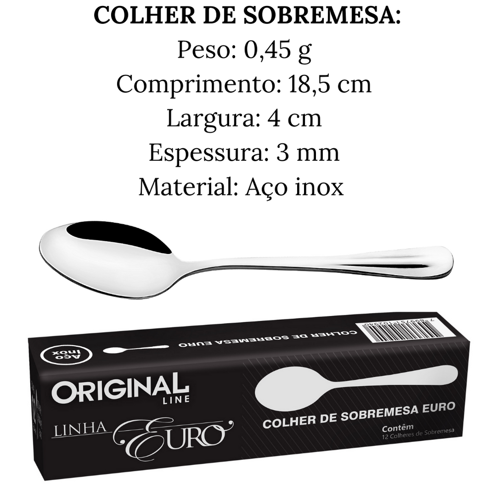 Colher de Sobremesa Euro em Aço inox Original