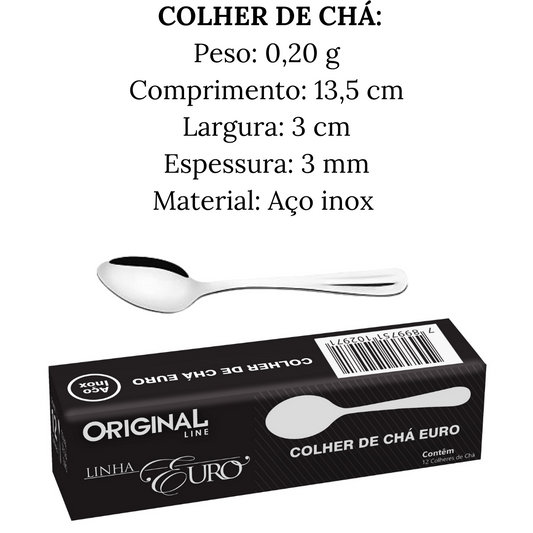 Colher de Chá em Aço inox Euro