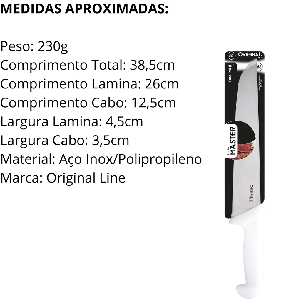 Faca Master 10° Aço Inox - A Gourmet