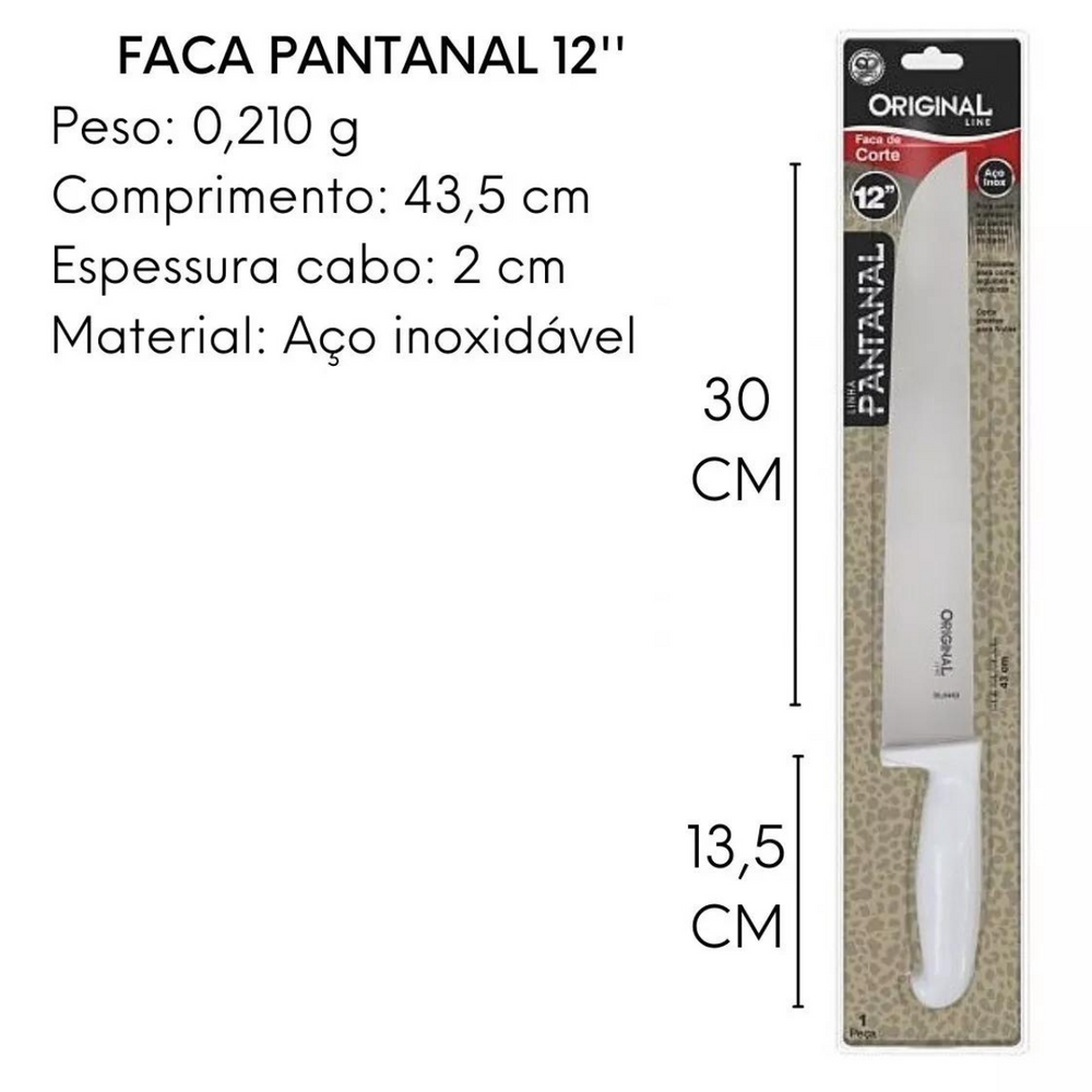 Faca Corte Pantanal 12° Aço Inox Original