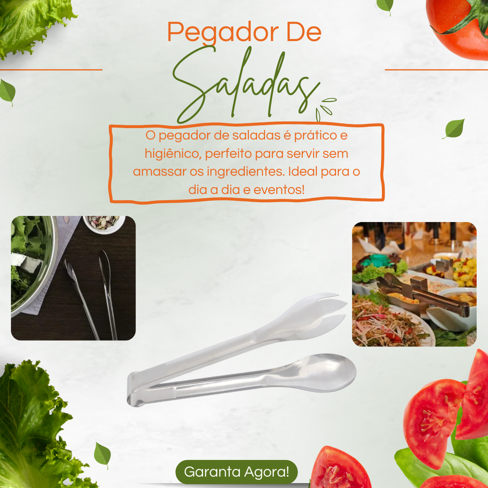 Pegador Salada 20cm Aço Inox Original