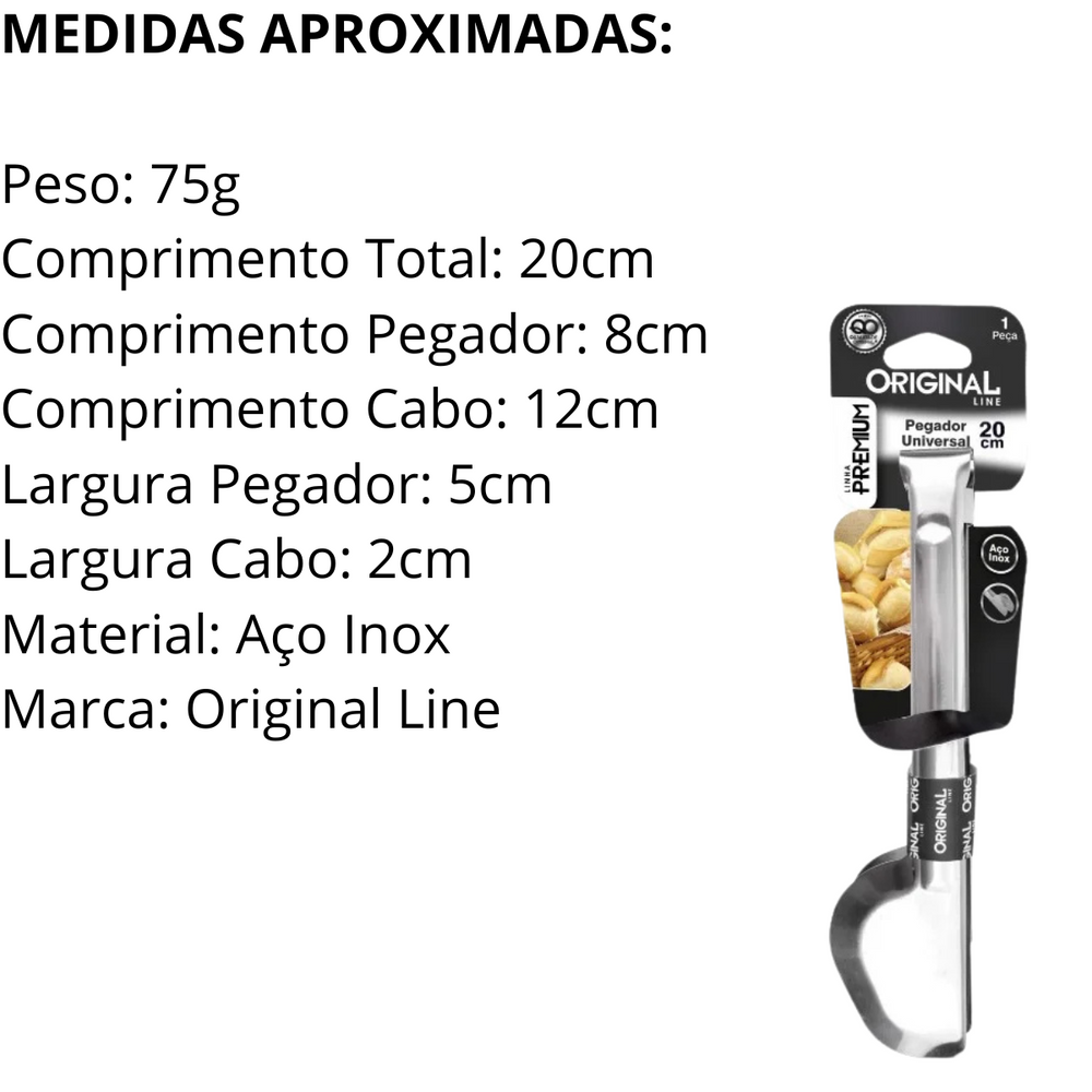Pegador Universal 20cm Aço Inox - A Gourmet