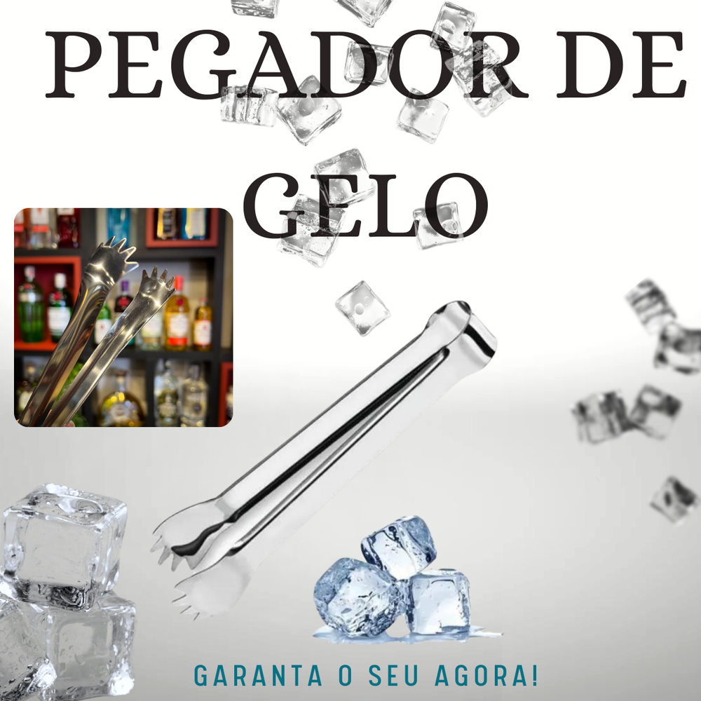 Pegador Gelo em Aço inox 18,5cm Original