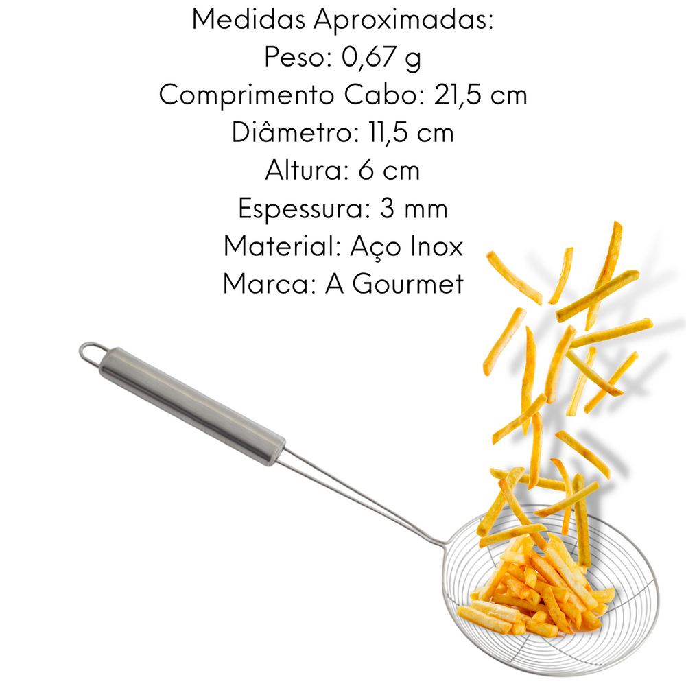 Escumadeira Fritura Aço Inox Original