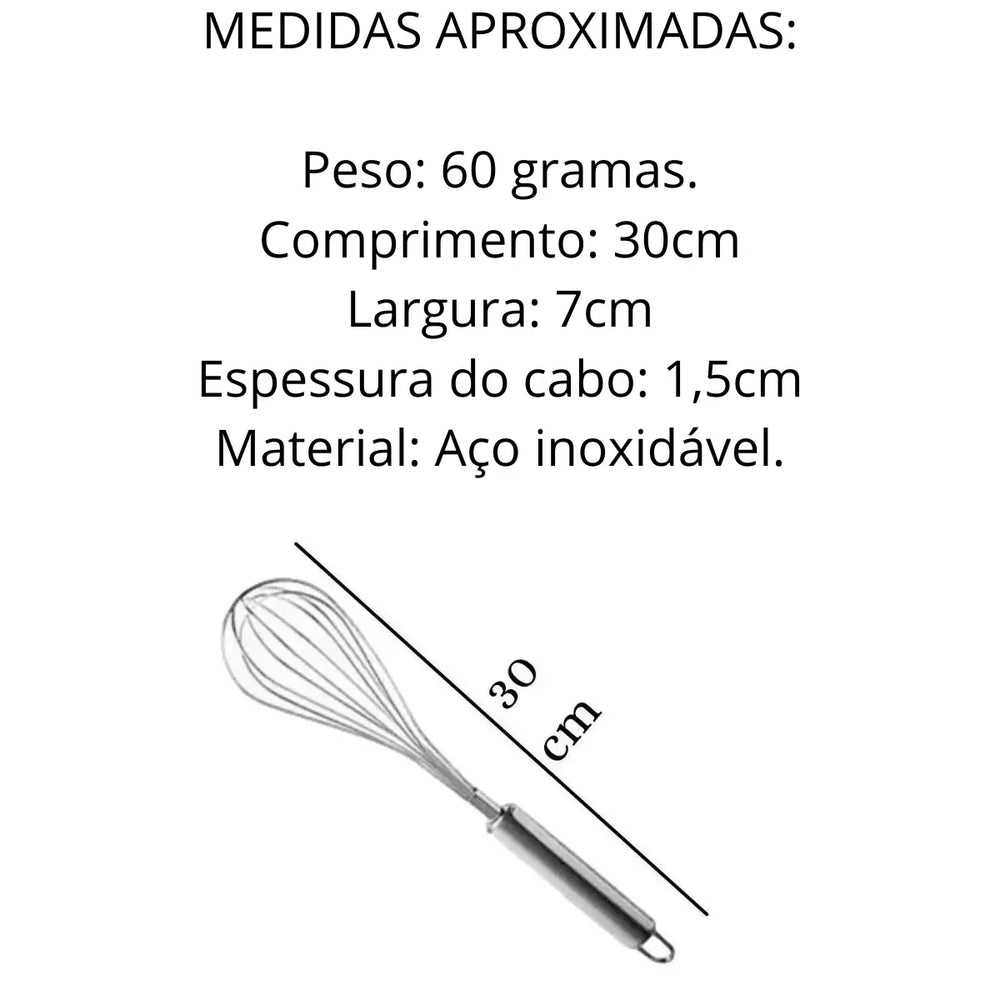 Batedor Fuet Aço Inox Cook 30cm Original