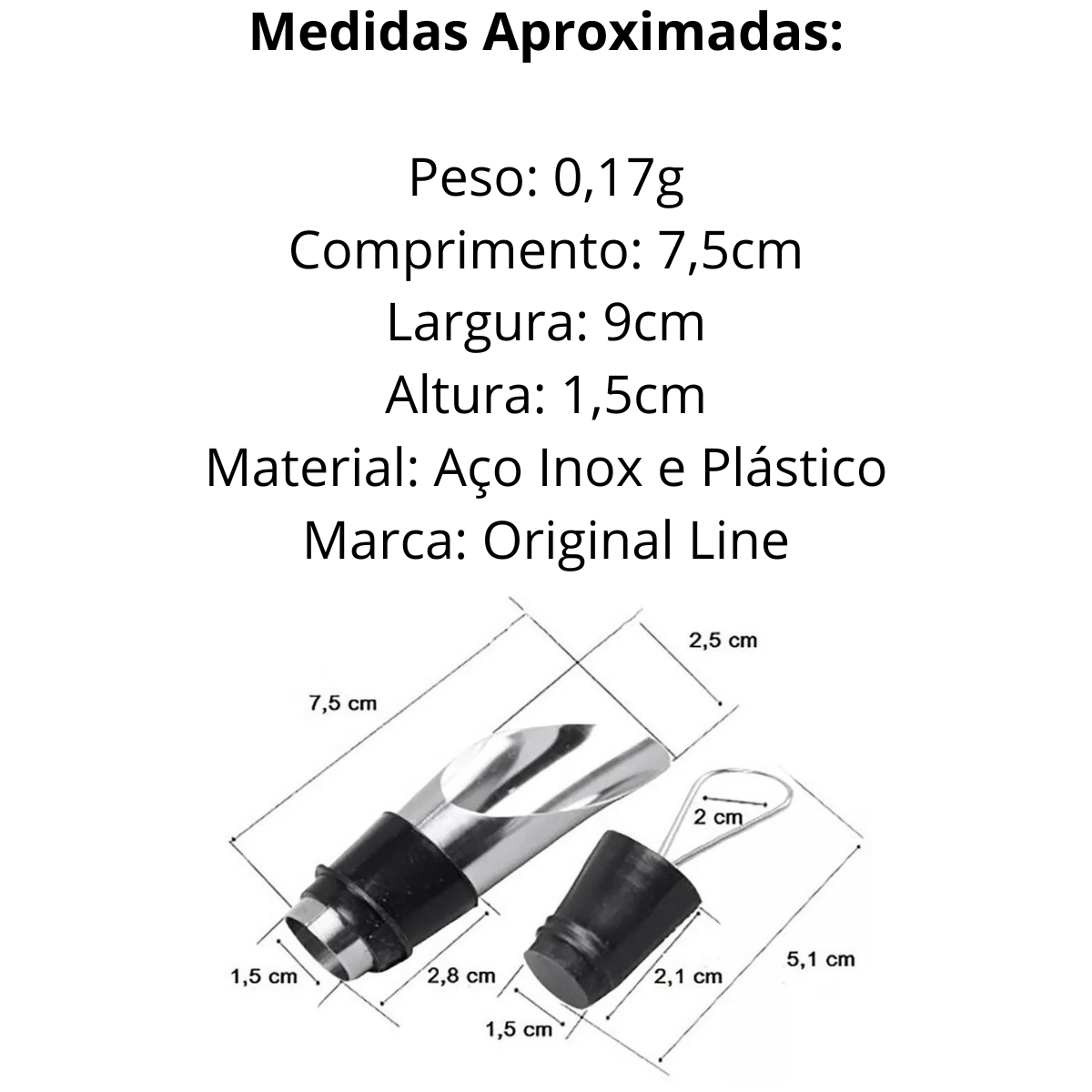 Dosador Vinho Tampa Borgonha Aço inox Original