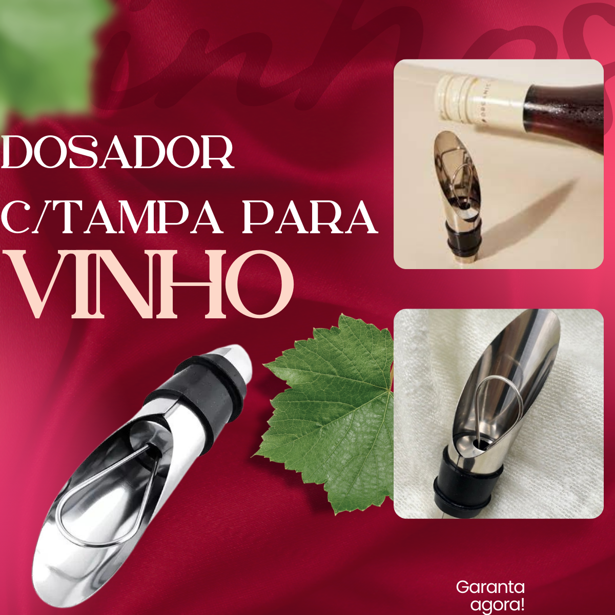 Dosador Vinho Tampa Borgonha Aço inox