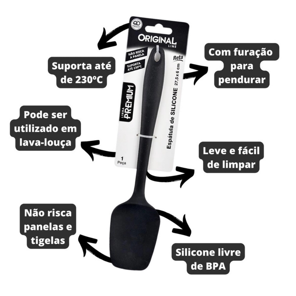 Espátula Reta de Silicone Premium Original