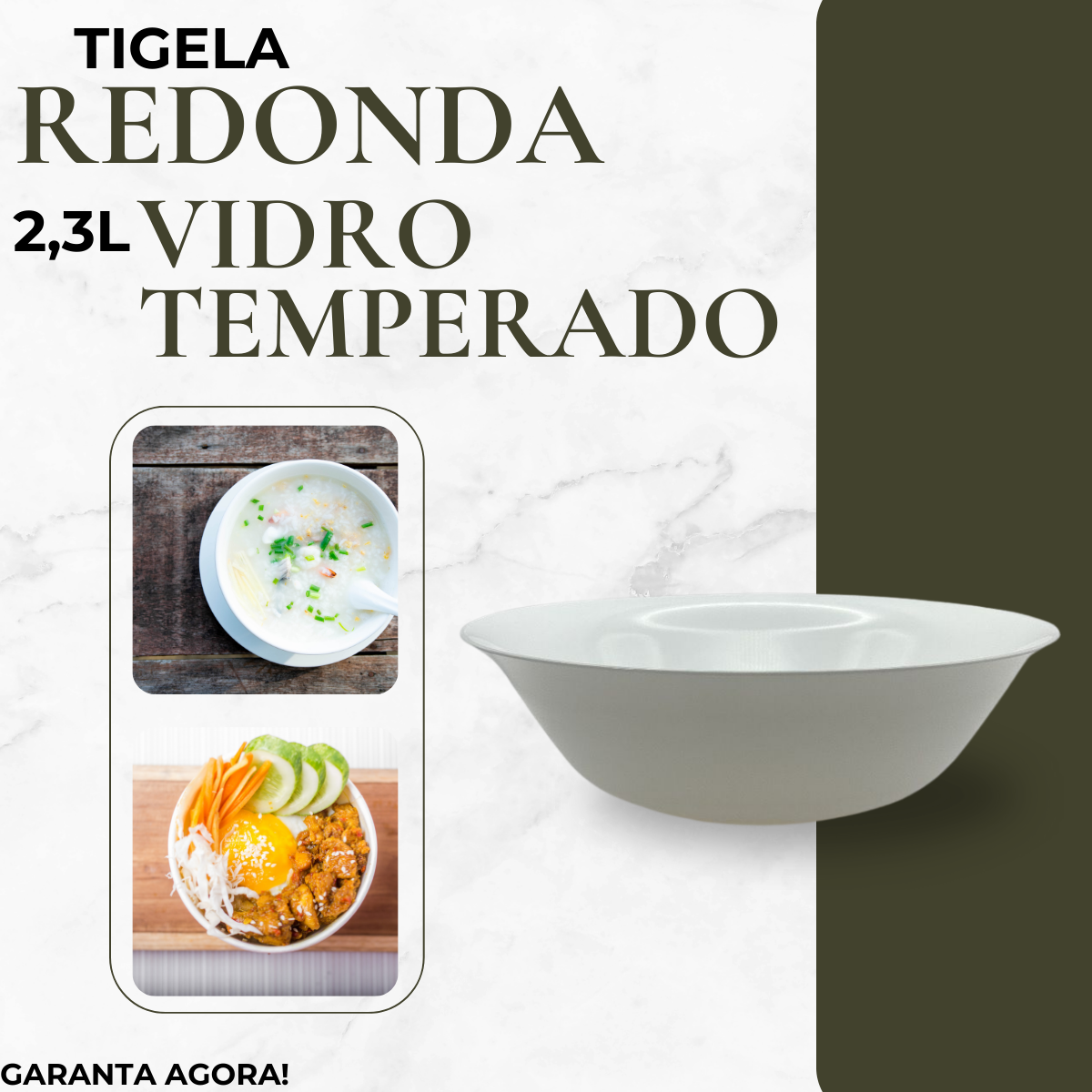 Tigela Redonda 2,3L Vidro Temperado - A Gourmet
