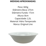 Tigela Redonda 2,3L Vidro Temperado - A Gourmet