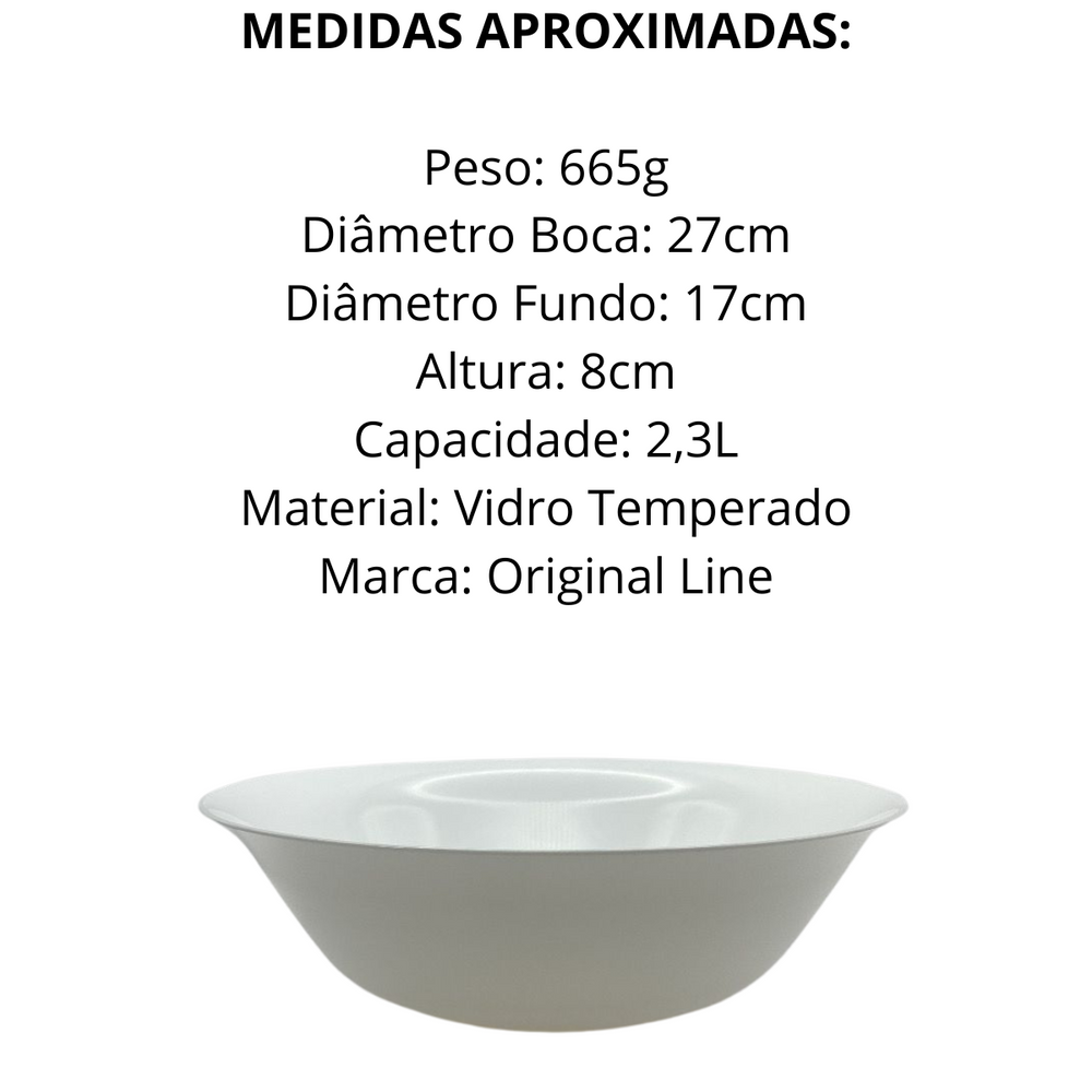 Tigela Redonda 2,3L Vidro Temperado - A Gourmet