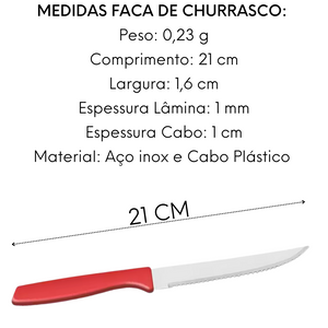 Faca de Churrasco Color Vermelha Original