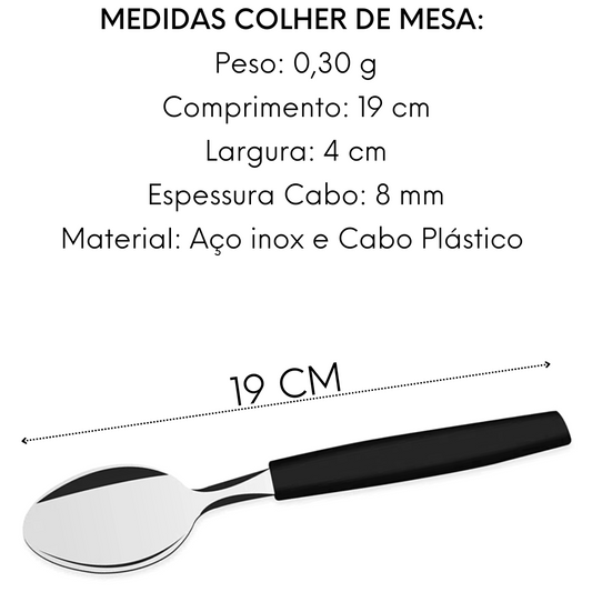 Colher de Mesa Color Preto em Aço Inox