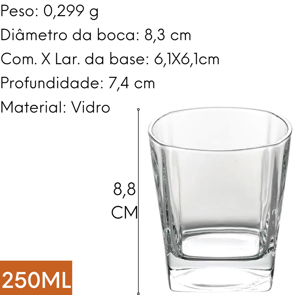 Copo Whisky 250ml de Vidro Original