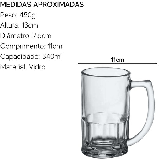 Caneca Chopp de Vidro 340ml