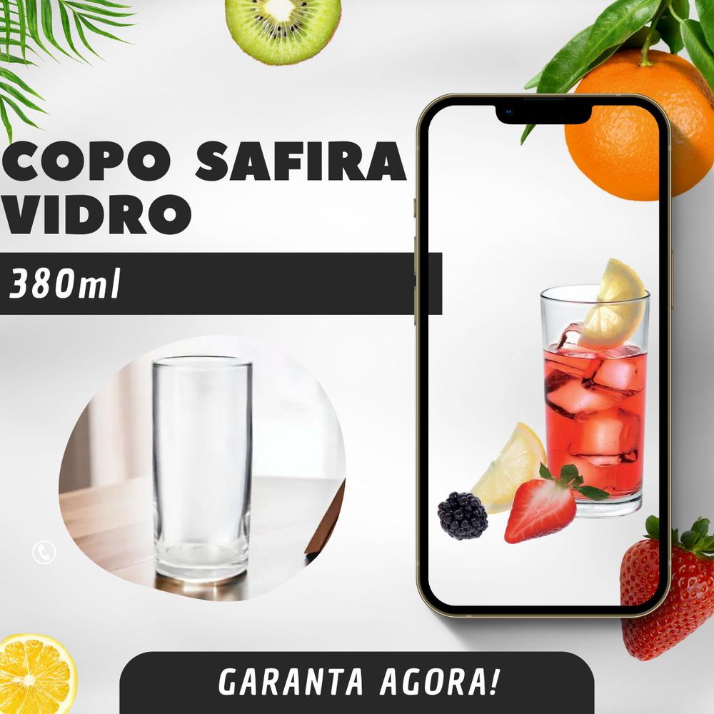 Copo Safira Vidro 380ml - A Gourmet