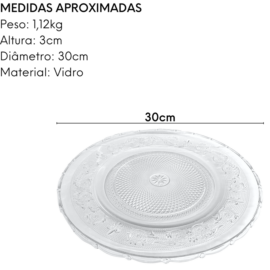 Sousplat de Vidro desenhado 30cm Original