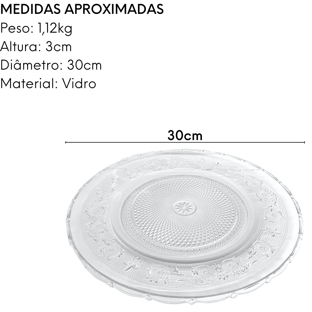 Sousplat de Vidro desenhado 30cm Original