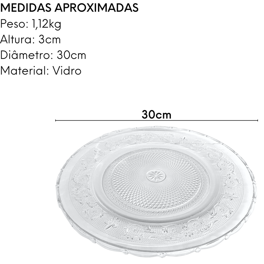 Sousplat de Vidro desenhado 30cm Original