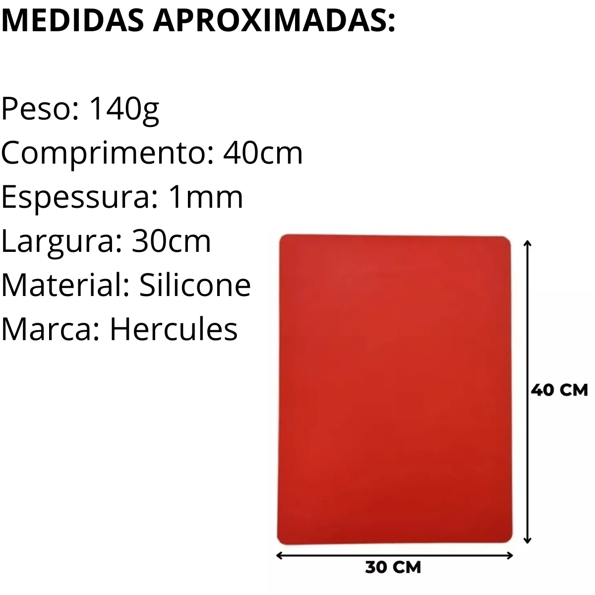 Tapete Culinário de Silicone Vermelho 40x30 - A Gourmet