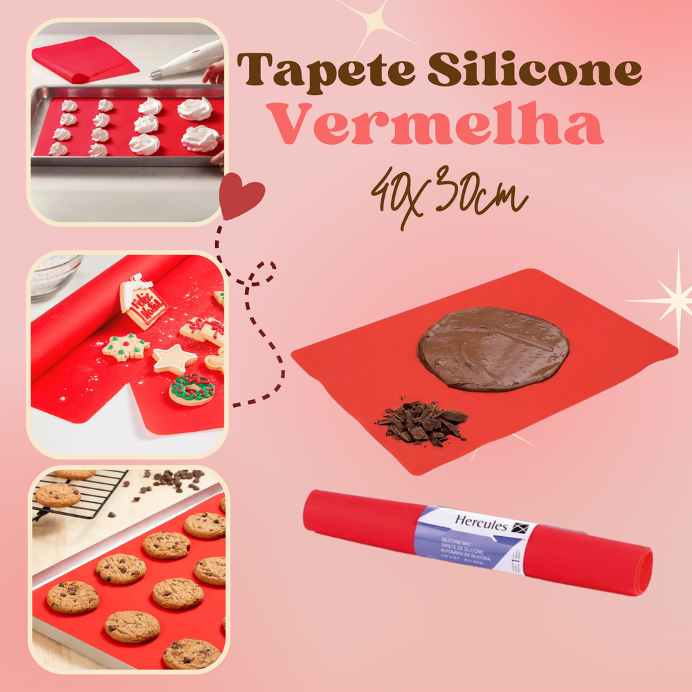 Tapete Culinário de Silicone Vermelho 40x30 - A Gourmet