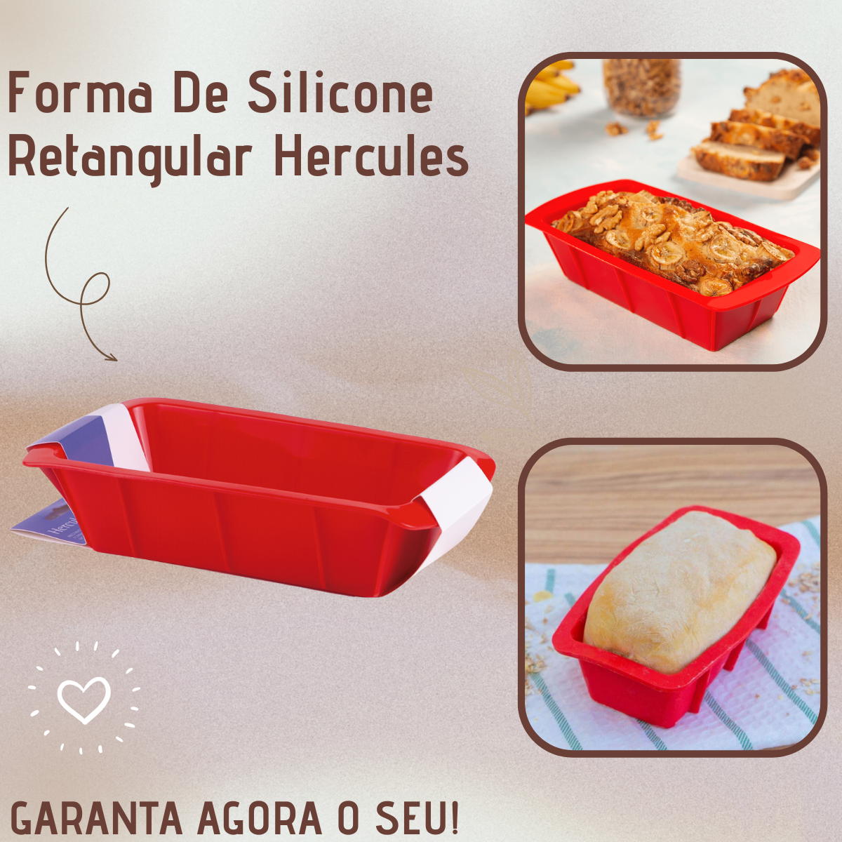 Forma Retangular de Silicone Vermelha 1L - A Gourmet