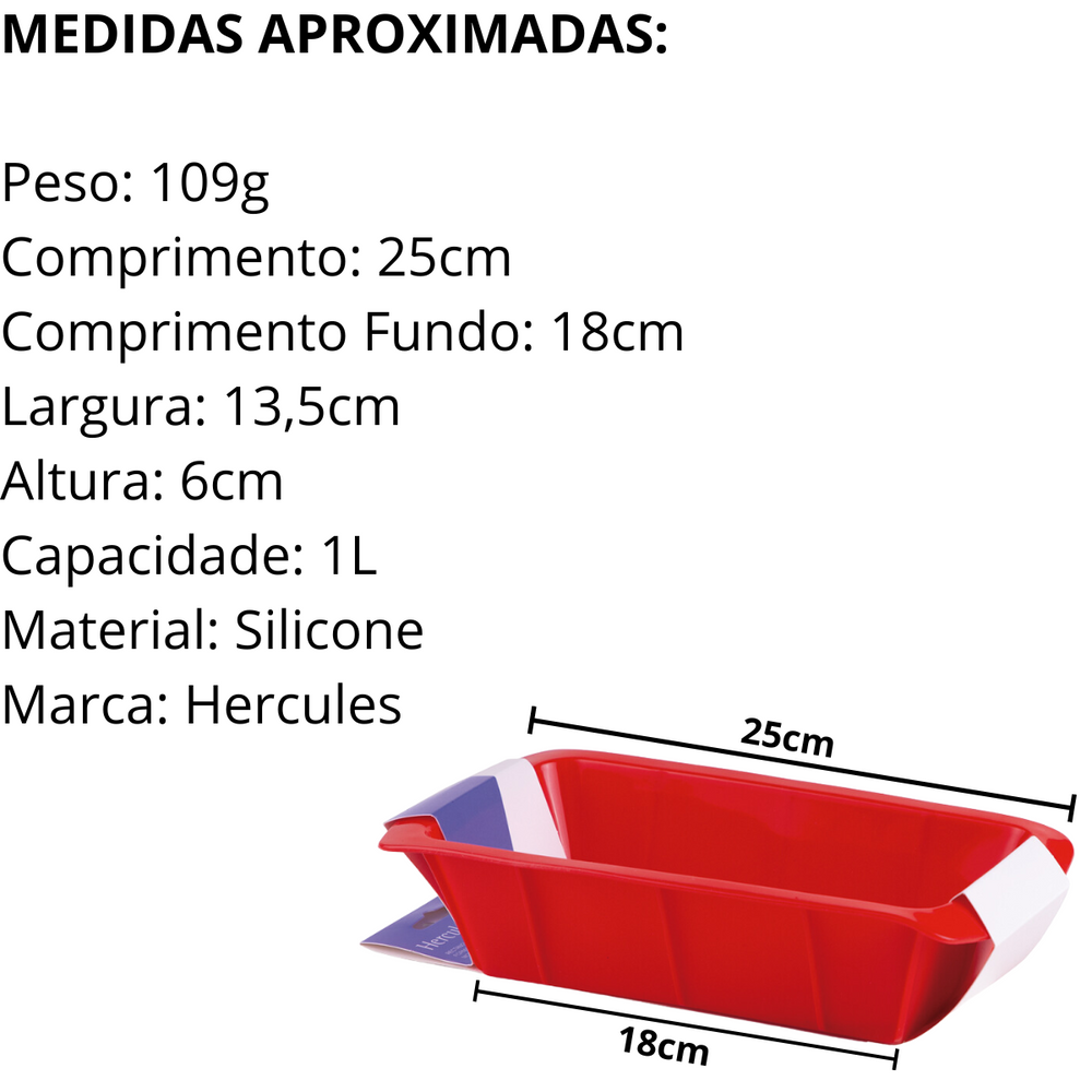 Forma Retangular de Silicone Vermelha 1L - A Gourmet