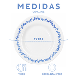 Prato Sobremesa Menu Opaline Borda Azul
