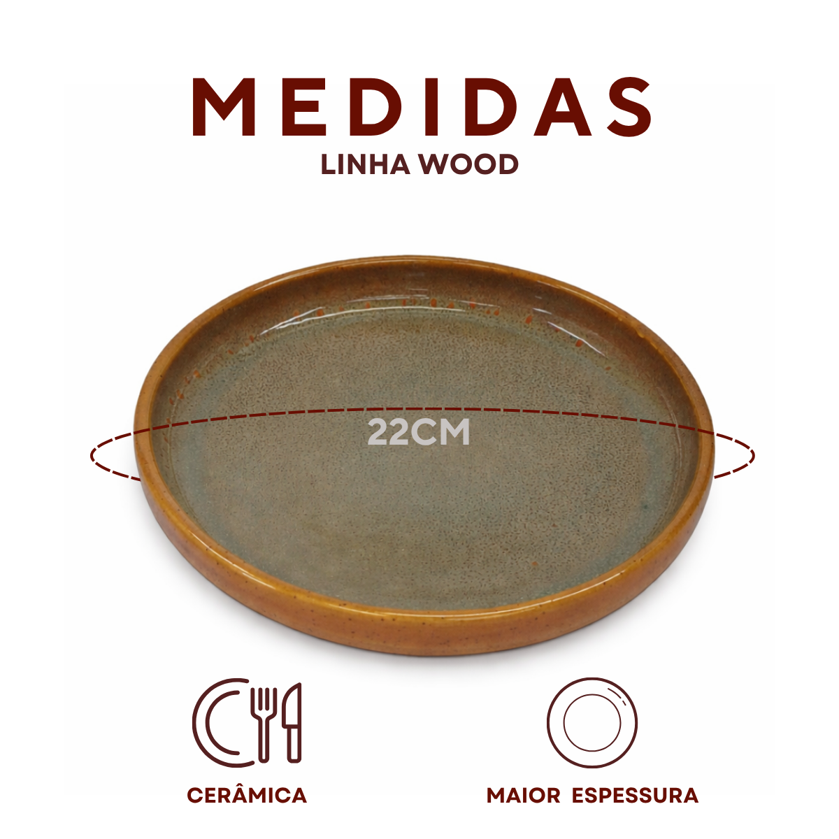 Prato Sobremesa Cerâmica Refrátaria Wood